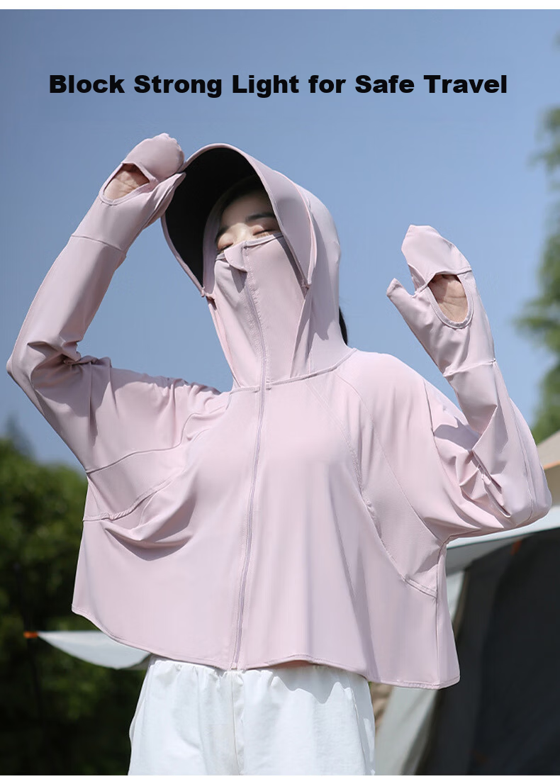 Langsha Women's Summer 2026 New Black Coated Brim UV Protection UPF50+ Ice Silk Outdoor Sun Protection Jacket 3