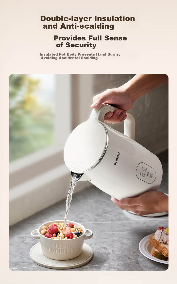SUPOR 2.5L Electric Kettle Water Boiler Temperature Control Kettle One-Touch Keep Warm Milk Warmer Double Steel Body Titanium Seamless Inner Liner SW-25J101P 13