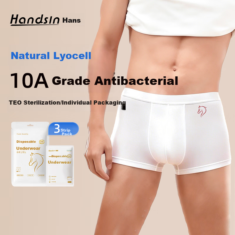 Hans Disposable Men's Boxer Briefs Year of the Horse Limited Edition Comfortable Soft [Lyocell Fabric] XXL Size