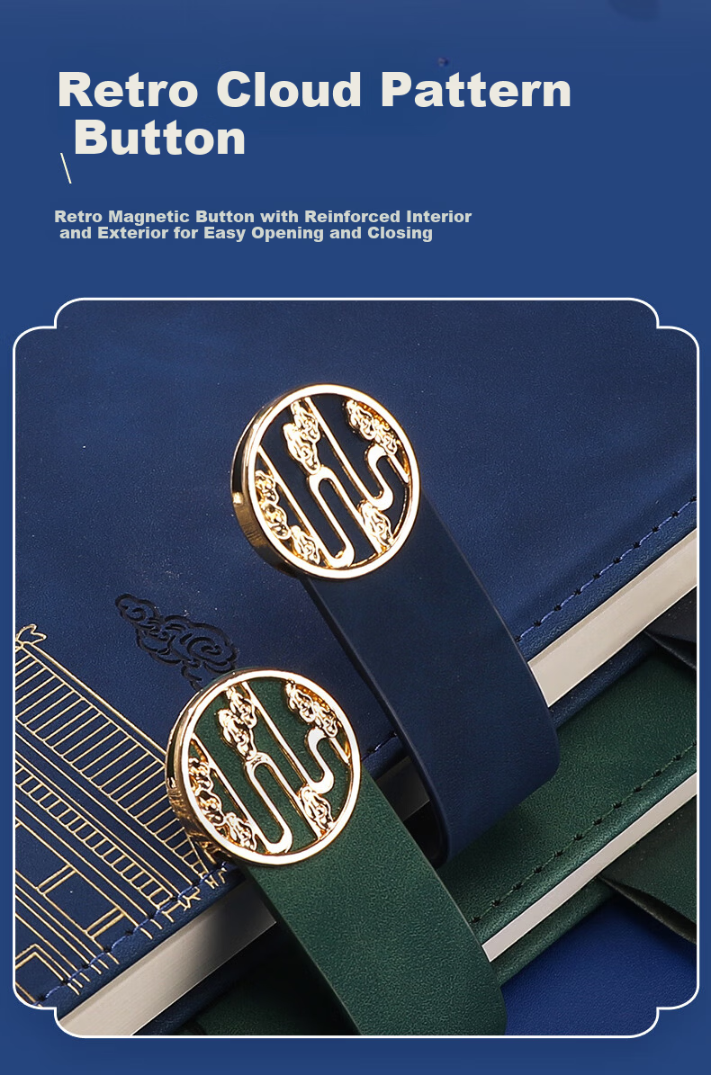 AoHuan Guochao Notebook Gift Box High-Quality Custom Leather Chinese Style Business Souvenir Office Meeting A5 Blue Thickened 200 Pages 12