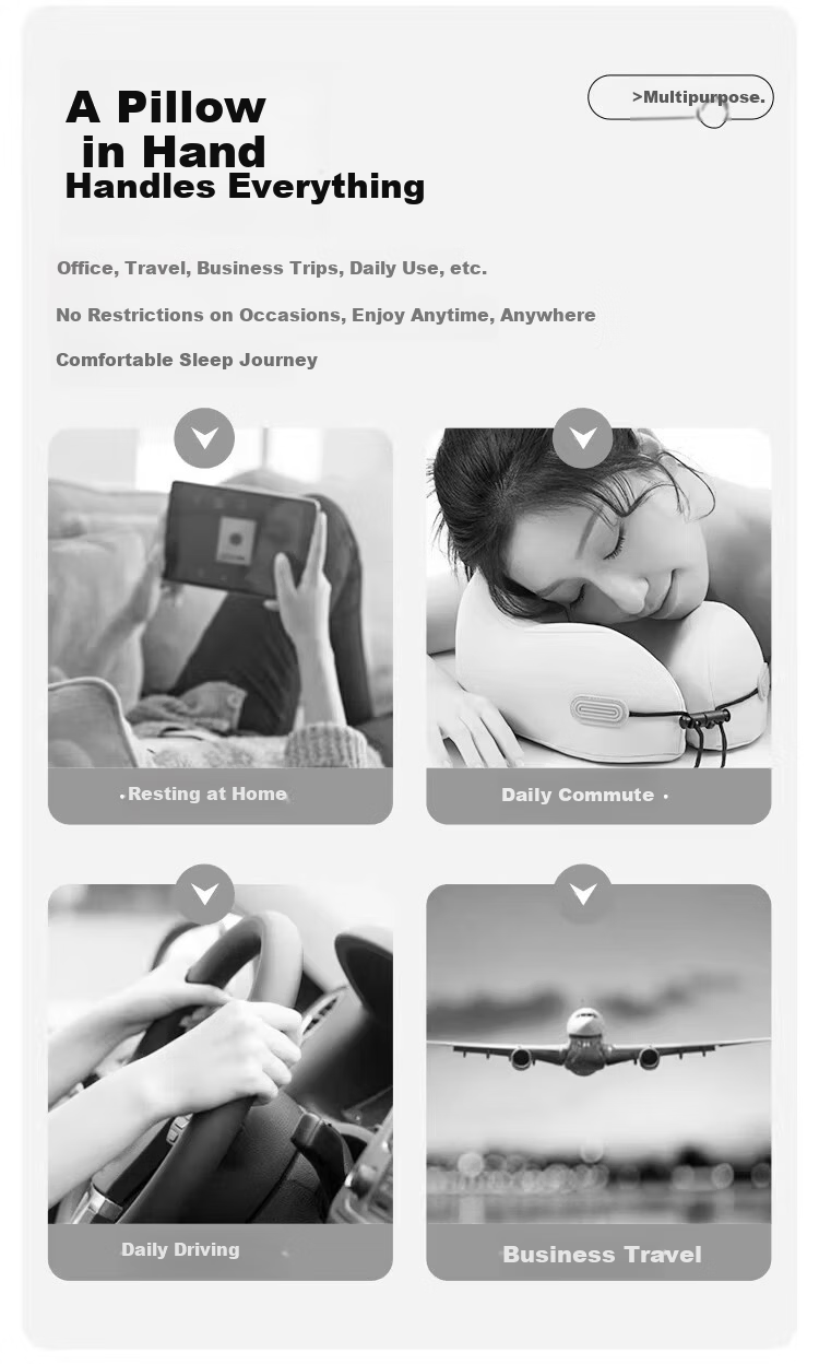 MINISO Comfortable Neck Support U-Shaped Memory Foam Travel Airplane Neck Pillow Portable Dark Gray (with Storage Case) 1