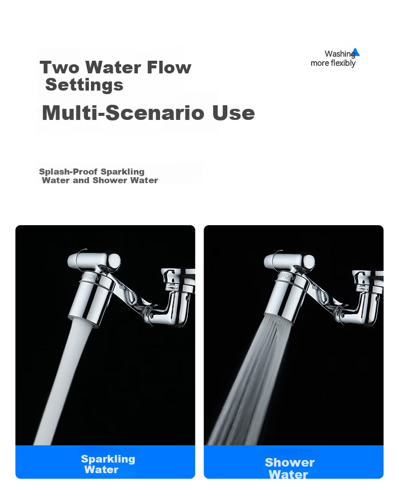 ARROW Mechanical Arm Faucet Aerator Universal Rotation Four Water Outlet Modes Extender Splash-Proof Head AE59130CP 8