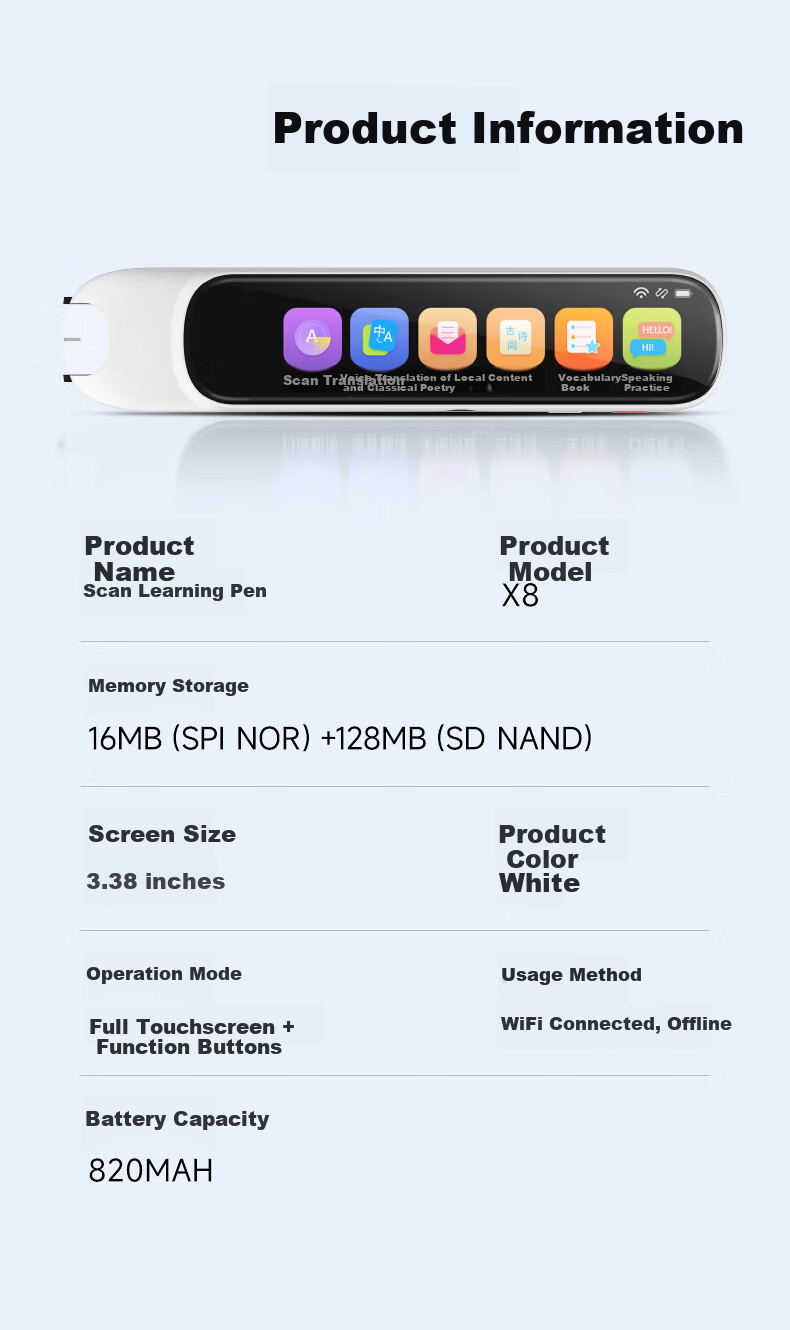 Ozing [40+ Warehouse Fast Delivery] K3 English Reading Pen Electronic Dictionary Scanning Pen Universal for All Subjects Elementary, Middle And High School Synchronized Textbooks Gift Portable Learning Device 18