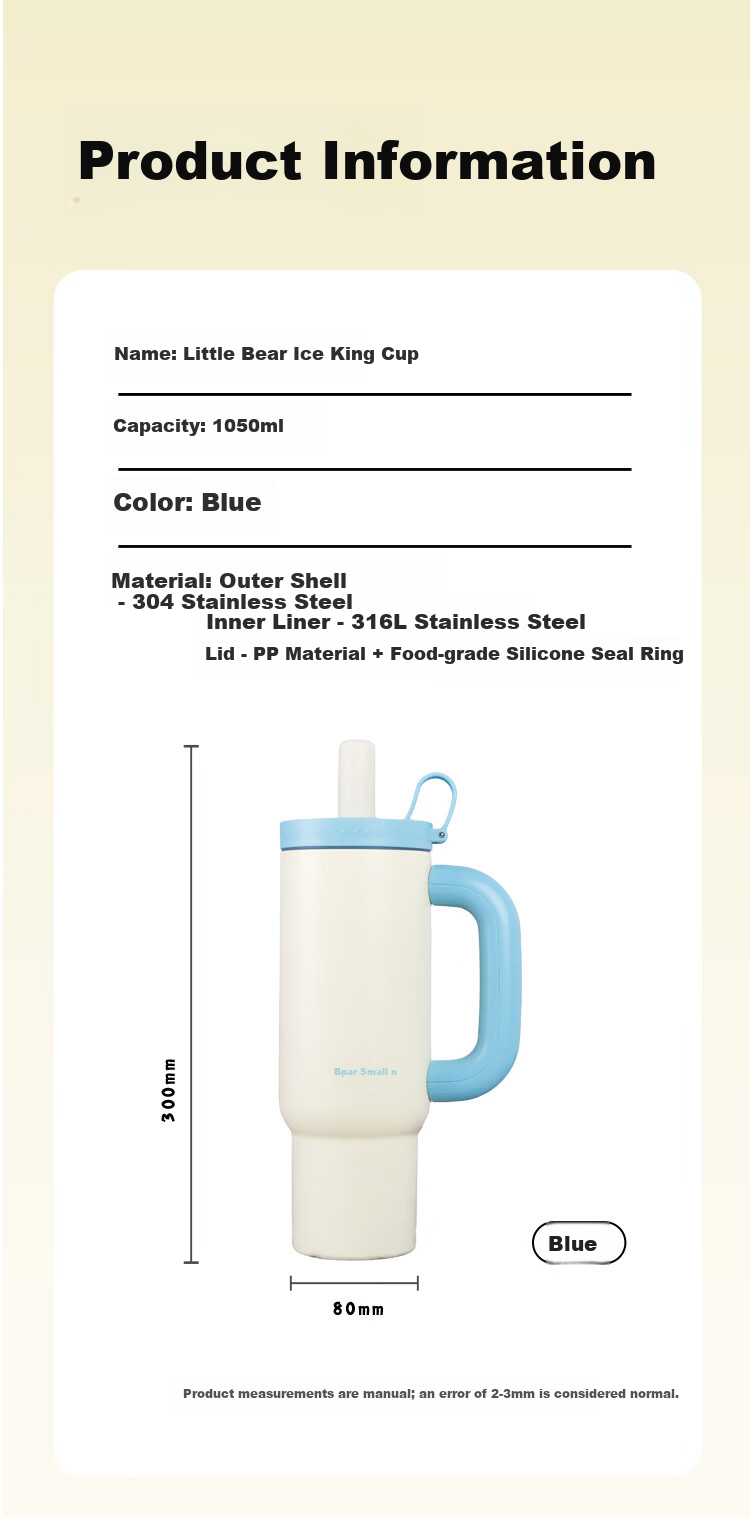 Bear Straw Tumbler Large Capacity Stainless Steel Insulated Water Bottle for Office Men Women Car Student Gift 11
