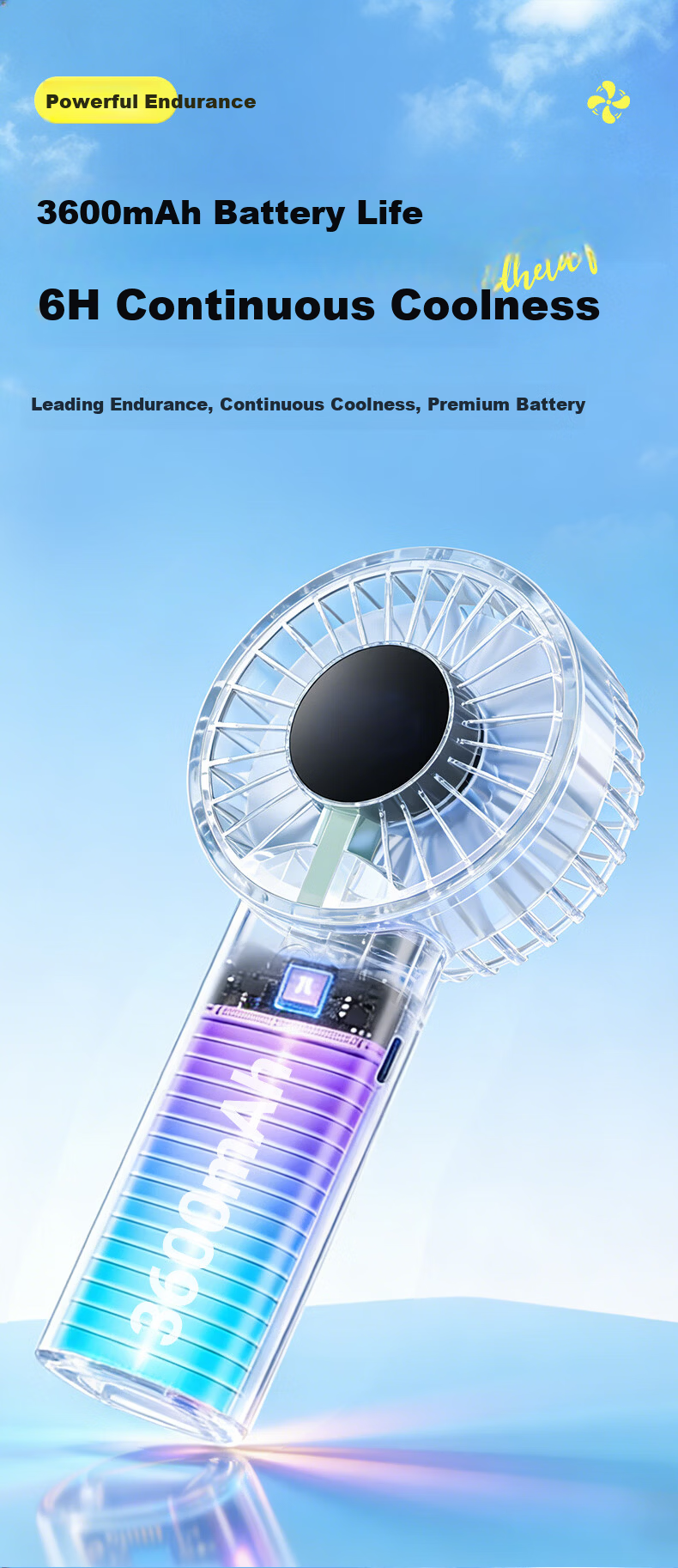 Diamond Brand Handheld Mini Fan High-Speed Energy-Saving Portable Rechargeable Quiet Powerful Outdoor Personal Fan for Students Dormitory Back to School 8