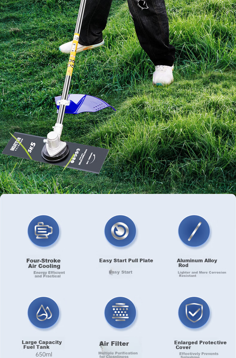 Bojie Gasoline Lawn Mower BJ9091-B Four-Stroke High-Power Backpack Brush Cutter 3