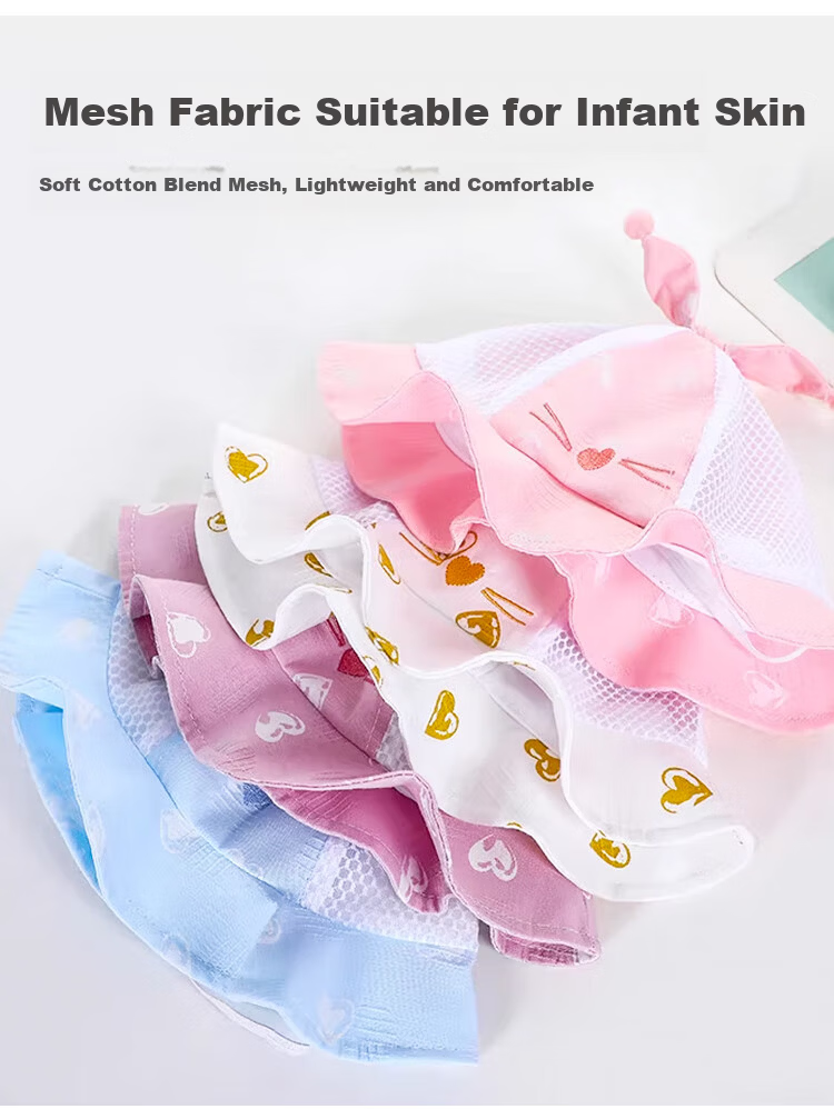 9i9 Baby Hat Summer Thin Breathable Sunshade Baby Bucket Hat Children's Fisherman Hat Sun Hat F31 Pink 0-2 Years 3