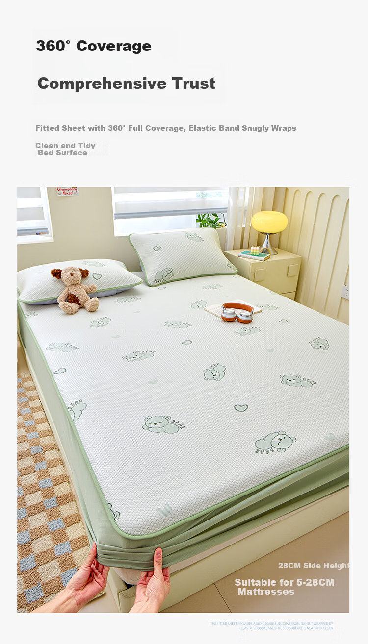 Dohia Class A Baby Cooling Ice Silk Washable Jacquard Fitted Sheet Summer Antibacterial Cooling 1.5x2m Bed 9