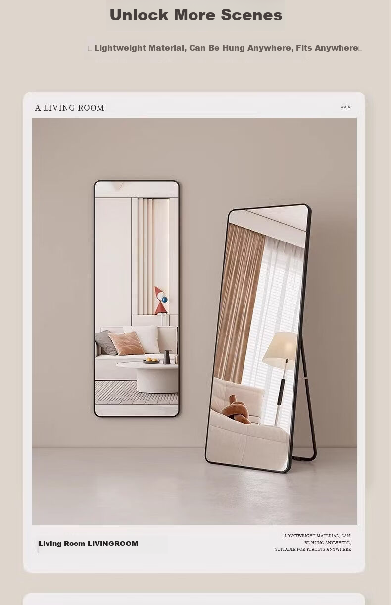 Puang Full-Length Mirror Floor Mirror Dressing Mirror Hanging Door Mirror Clothing Store Fitting Room Explosion-Proof Aluminum Alloy Wall Mirror 40*150cm 6
