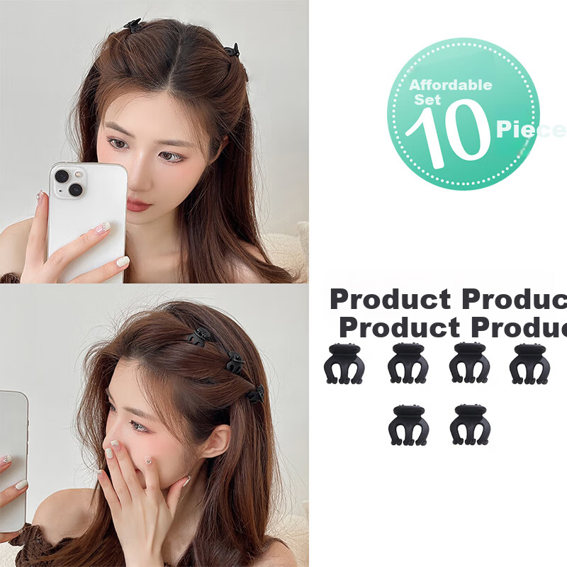 CHIMERA 10-Pack Small Shark Clips High Ponytail Hair Claw Side Hair Clips Bangs Hair Claws for Women Girls Birthday Gift