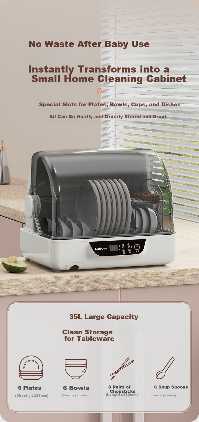 Canbo Baby Bottle Sterilizer UV Sterilizer with Drying Function All-in-One Baby Bottle Sterilizer and Dryer 11