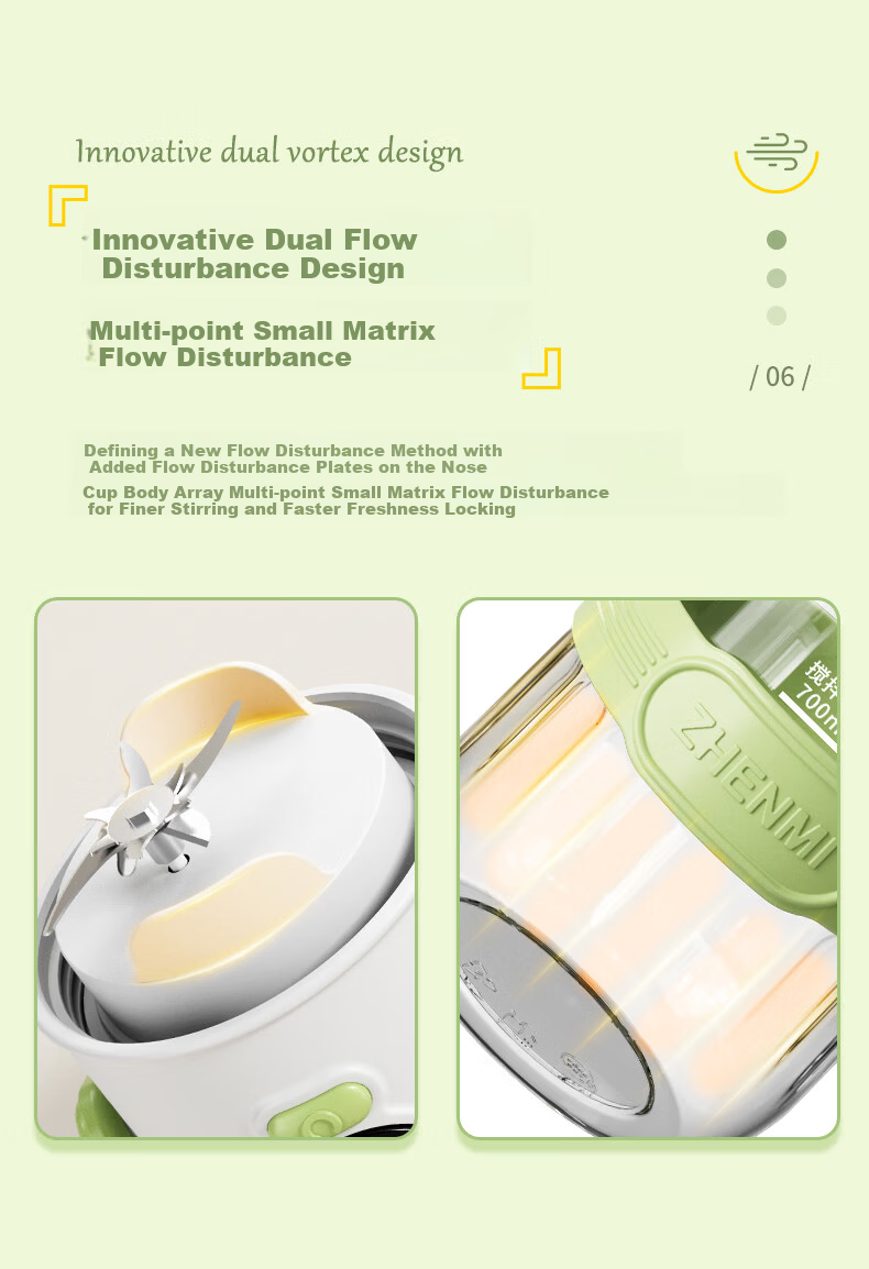 Zhenmi [Top Streamer 10% Off] Small Portable Juicer [J15 Upgraded Version] Multifunctional Juicer with Double Lid Smoothie Blender Cup 10