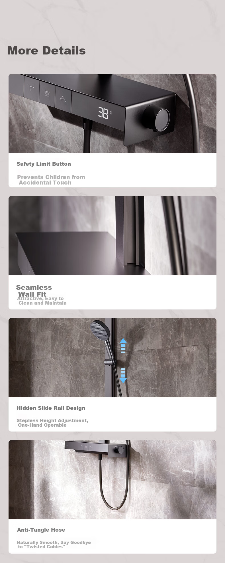 KOHLER Smart Shower Set Rain God 2.0 Thermostatic Shower SH30E Shower Head Home Edition Shadow Gray 13