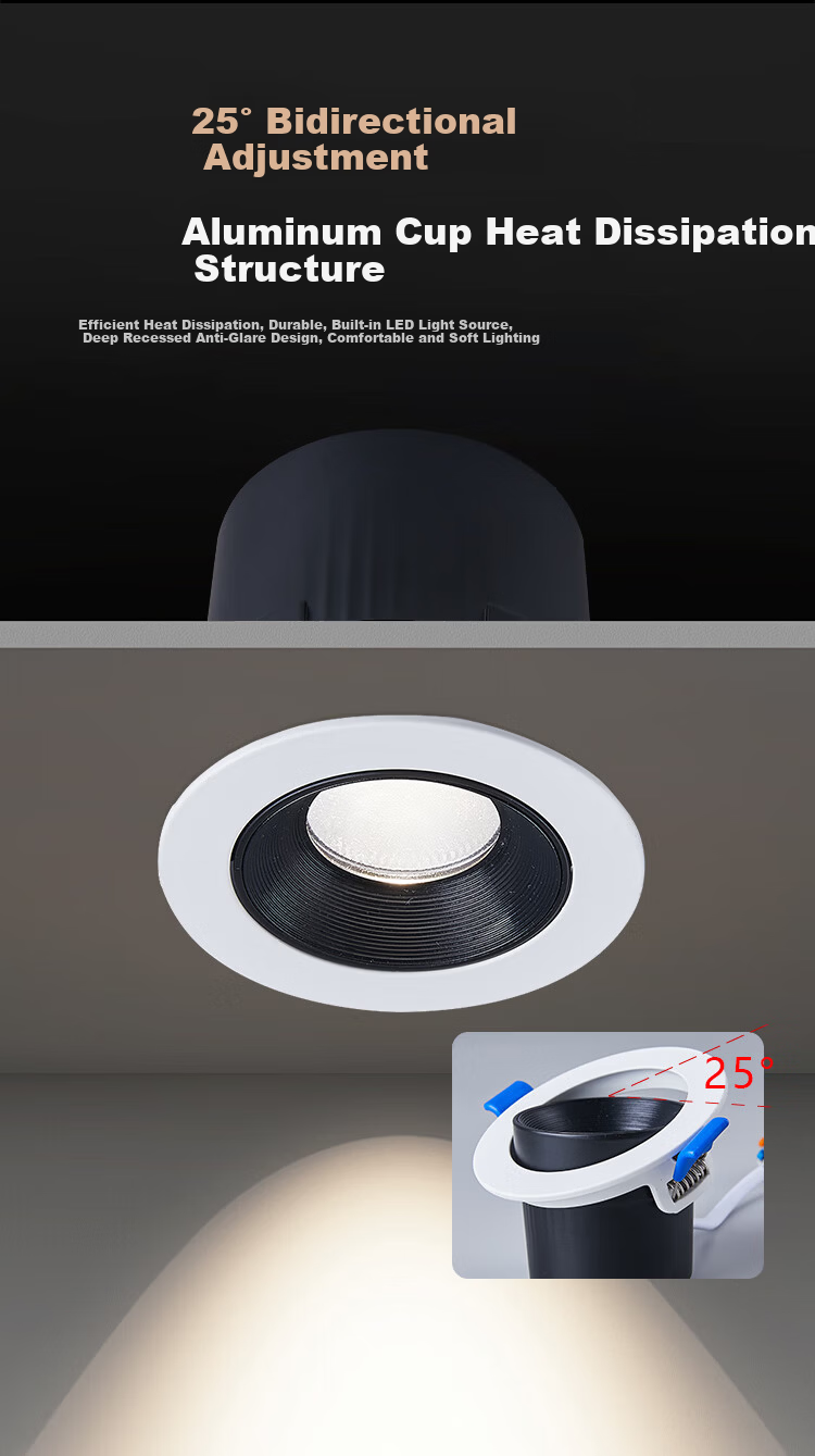 Foshan Lighting LED Recessed Spotlight Anti-Glare Ceiling Light 2.5 Inch 7W Neutral Light 75mm Aperture 2