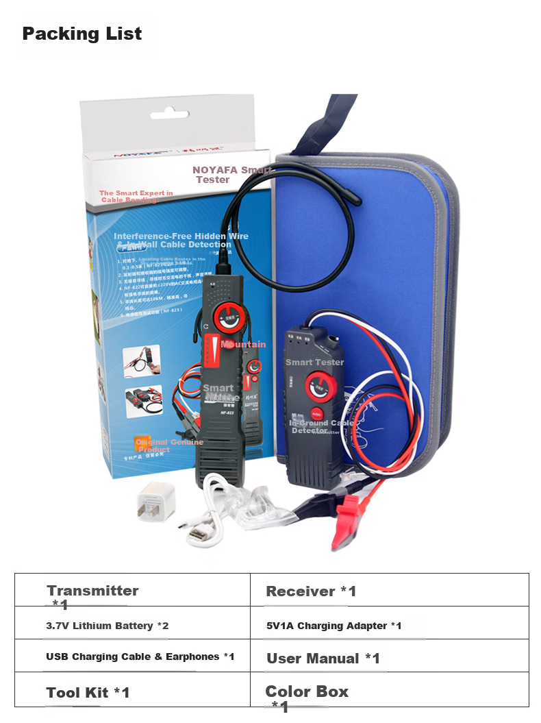 Smart Mouse NF-820 Cable Locator Anti-Interference Wire Tracker High-Voltage Cable Detector Wall Wire Tracer Tester 6