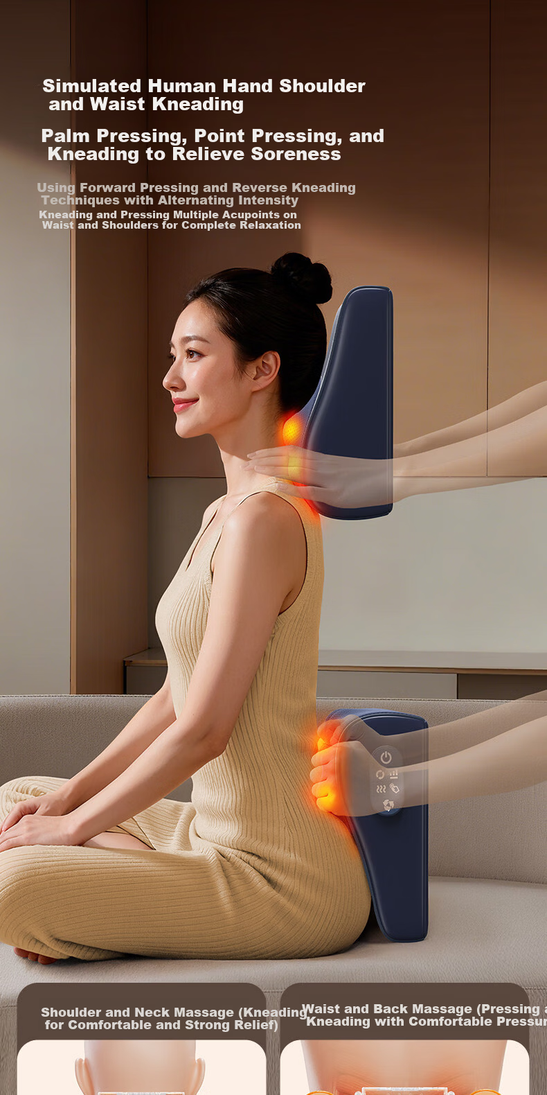 Ai Professor Cervical Massager Waist Massager Massage Pillow Shoulder Neck Waist Back Leg Massage Cushion Full Body Automatic Kneading Heating Practical Birthday Gift for Parents Elderly 5