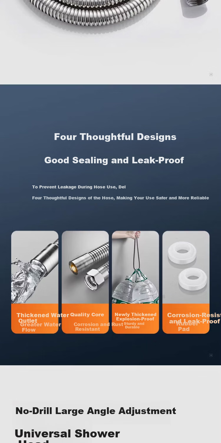 Del 28-Year Brand Shower Head High-Pressure Large Hole High Flow Bathroom Shower Set with Hose 06 9