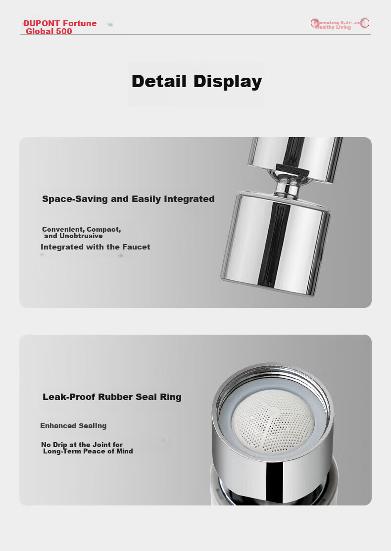 DU PONT Upgraded Dense Foaming Faucet Extender 360° Rotatable Kitchen Faucet Splash-Proof Nozzle D-Q013S 11