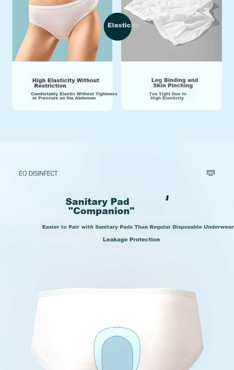 Beianshi Disposable Cotton Women's Underwear Travel Sanitary Maternity Wash-Free Portable 8-Pack Individually Wrapped White 3XL 7