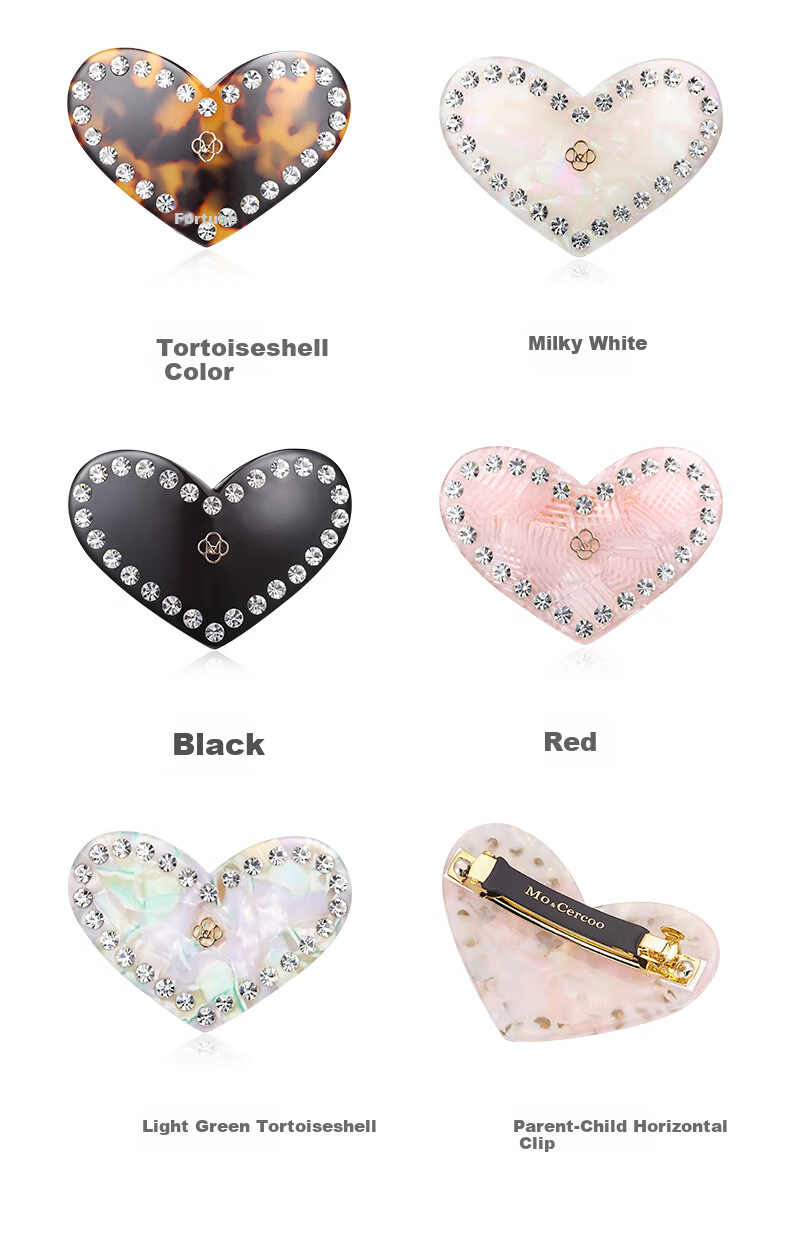Cercoo Liu Yifei Huang Yimei Pink Heart Acetate Hair Clip Bangs Side Hairpin Hair Accessory 7