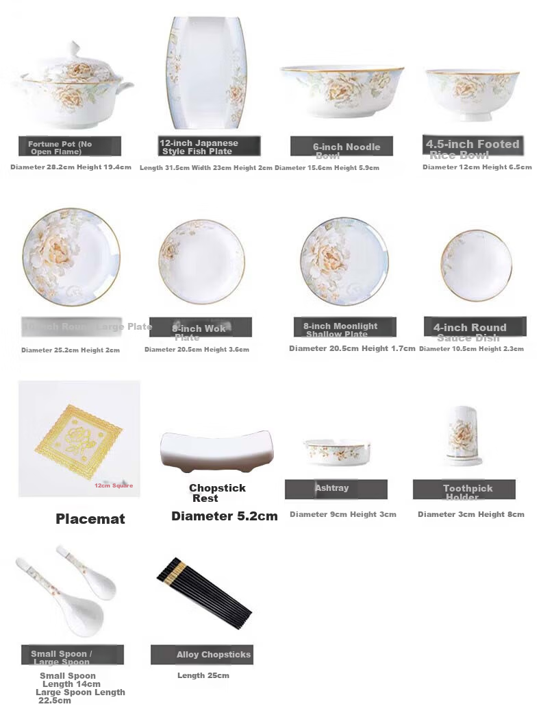 Mingyi 70-Piece 12-Person Porcelain Dinnerware Set Inclined Love Ceramic Bowls and Plates Home Dining Tableware Chopsticks and Plates Full Set Housewarming Gift 10
