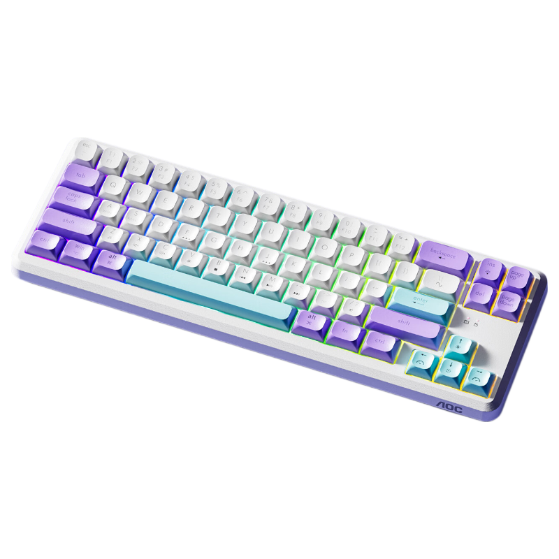 AOC GK116 Wired Mechanical Feel Keyboard Gaming Office Keyboard 68 Keys Backlit Desktop Laptop White Purple Blue Tri-Color