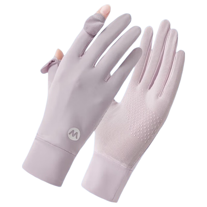 Bejirog Women's Summer UV Protection Sun Gloves Ice Silk Fingerless Touchscreen Outdoor Non-Slip Cycling Driving Thin Gloves
