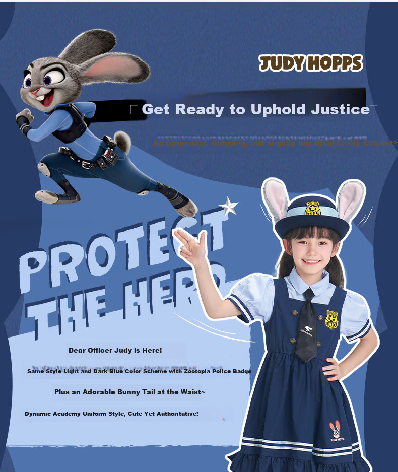 Disney Zootopia Sam Style 2026 Summer Kids Girls Bunny Short Sleeve Dress 110 CM 2
