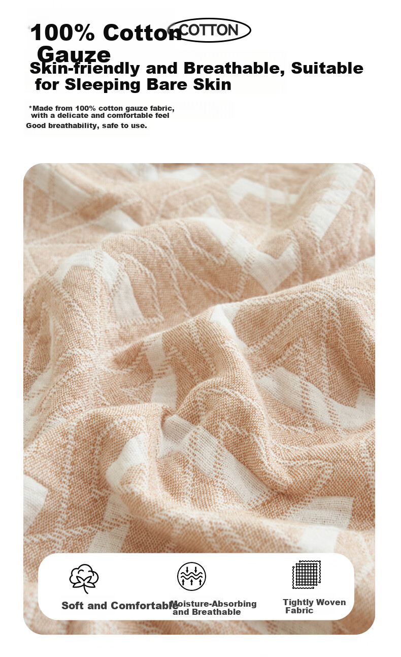 MUJI A-Class 100% Cotton Three-Layer Gauze Towel Blanket Summer Quilt Thin Blanket Air Conditioning Blanket 150x200cm 5