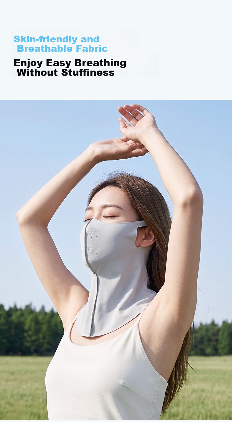 Meilicheng Women's Sunscreen Mask UV Protection Face Cover High-Value Lightweight Cooling Facekini Face Shaping KZ03 Black 11