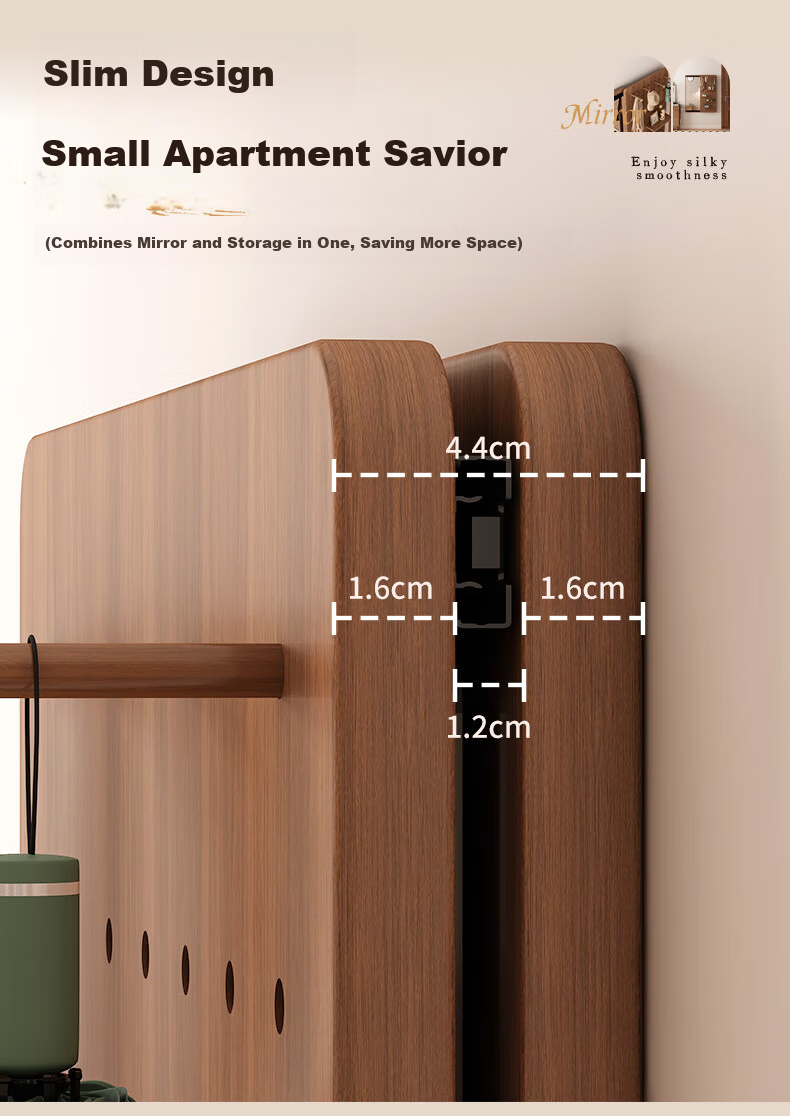 Yamile Hollow Board Dressing Mirror Hidden Solid Wood Core Sliding Full-Length Wall-Mounted Entryway Concealed Mirror 7