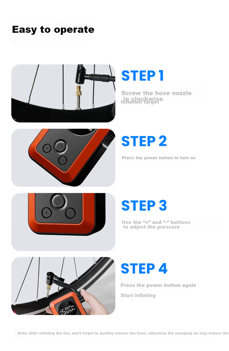 ETENWOLF S0 Road Bike Pump High-Pressure Portable Wireless Bicycle Inflator 9