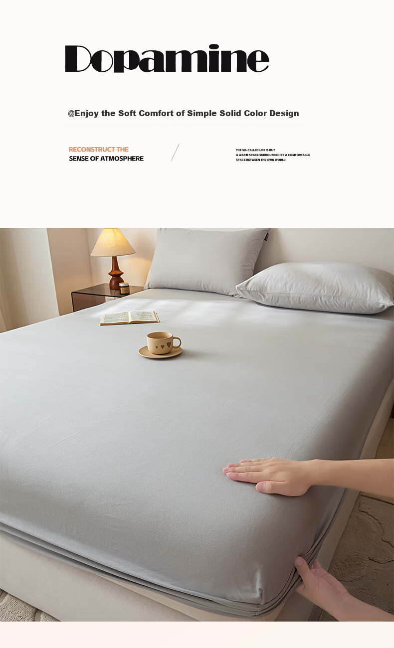Nanjiren Fitted Sheet Single Piece Full Coverage Mattress Protector Non-Slip Dustproof Home Bed Cover 150*200cm 8