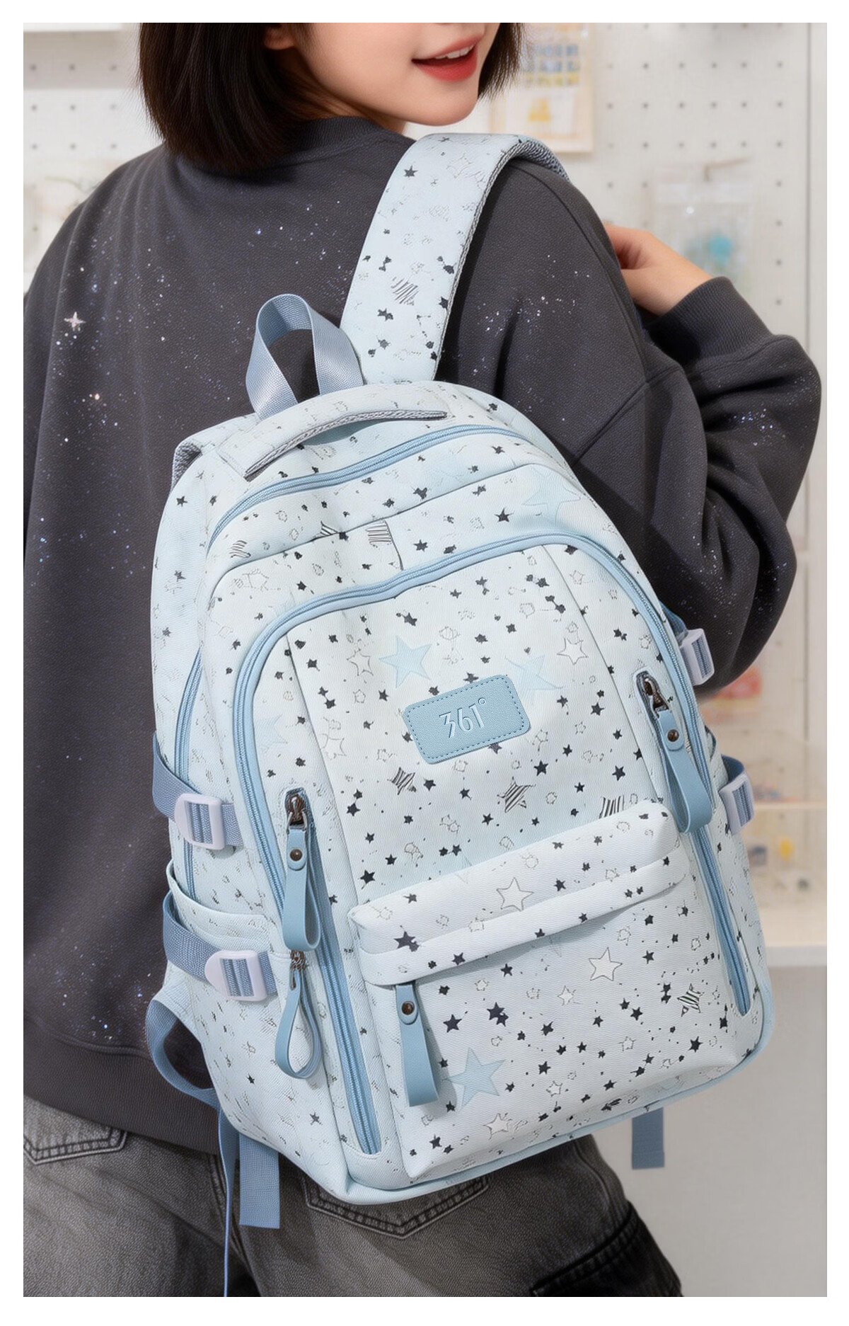 361° Women's Backpack High-Value Fresh Casual Versatile Lightweight Large Capacity School Travel Bag for Middle and High School Students 15