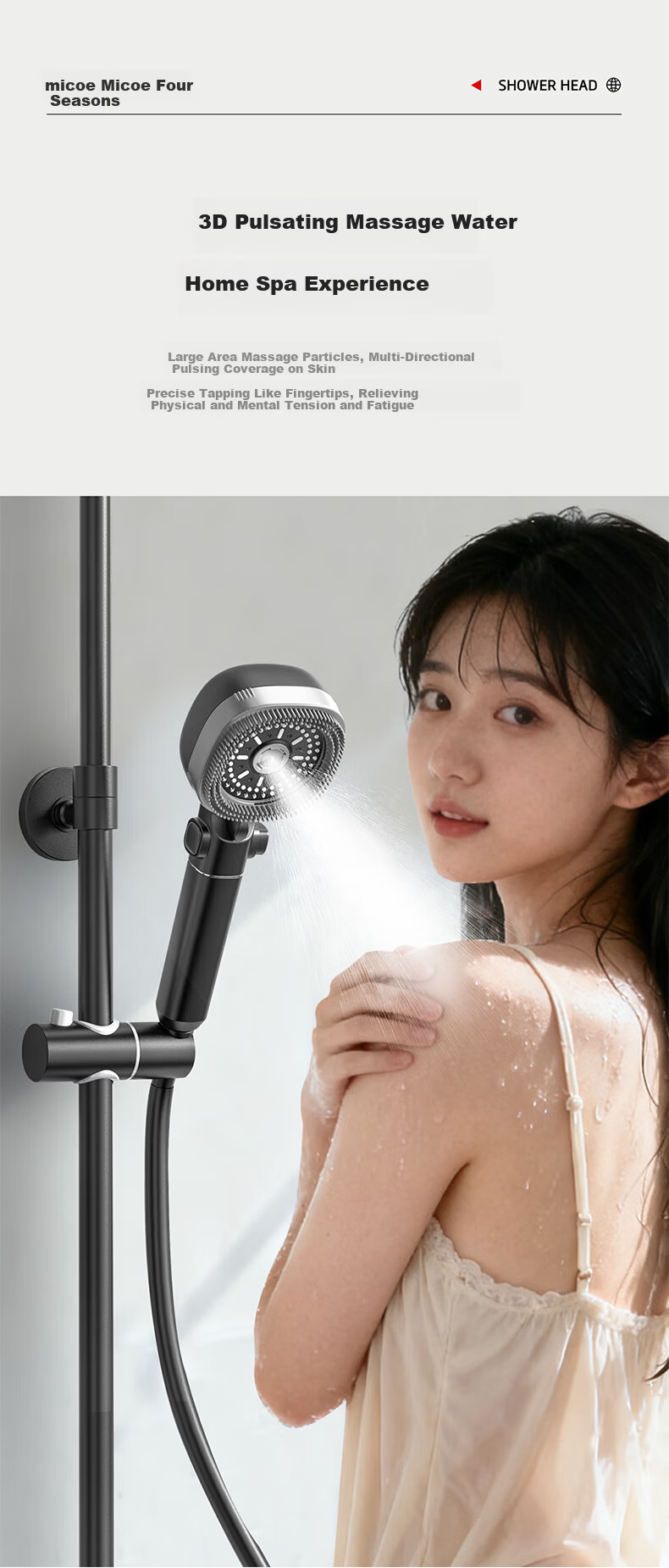 MICOE Shower Handheld High-Pressure Sprayer Multi-Function Large Panel Shower Head Bathroom HS6H 12