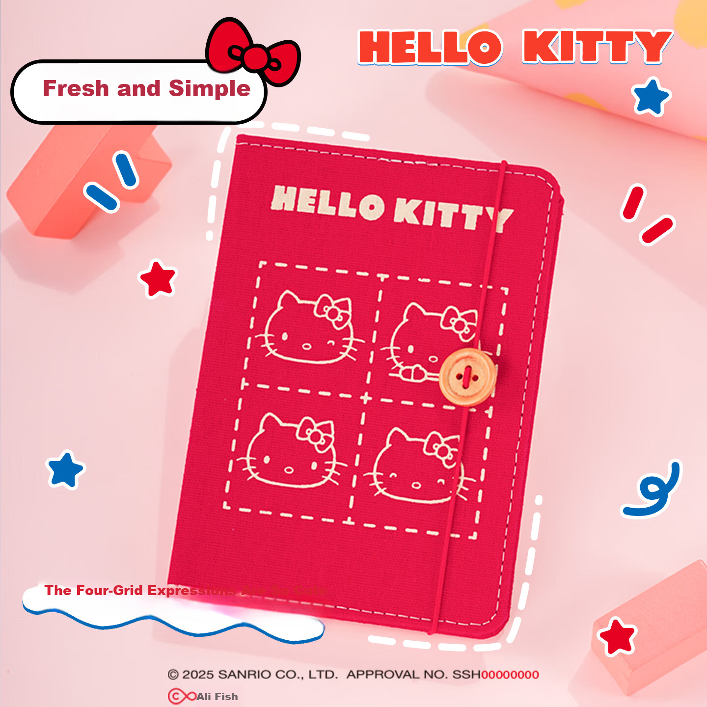 Joytop Hellokitty Official Licensed Collaboration A6 Notebook High-Value Gift for Girls Planner Fabric Hardcover Premium Notebook Birthday Gift