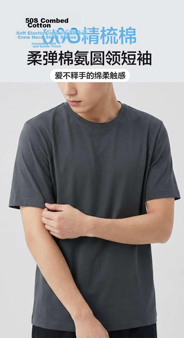 Hodohome Men's Soft Cotton Basic T-Shirt Round Neck Short Sleeve White Solid Color Simple Fashion White 170 1