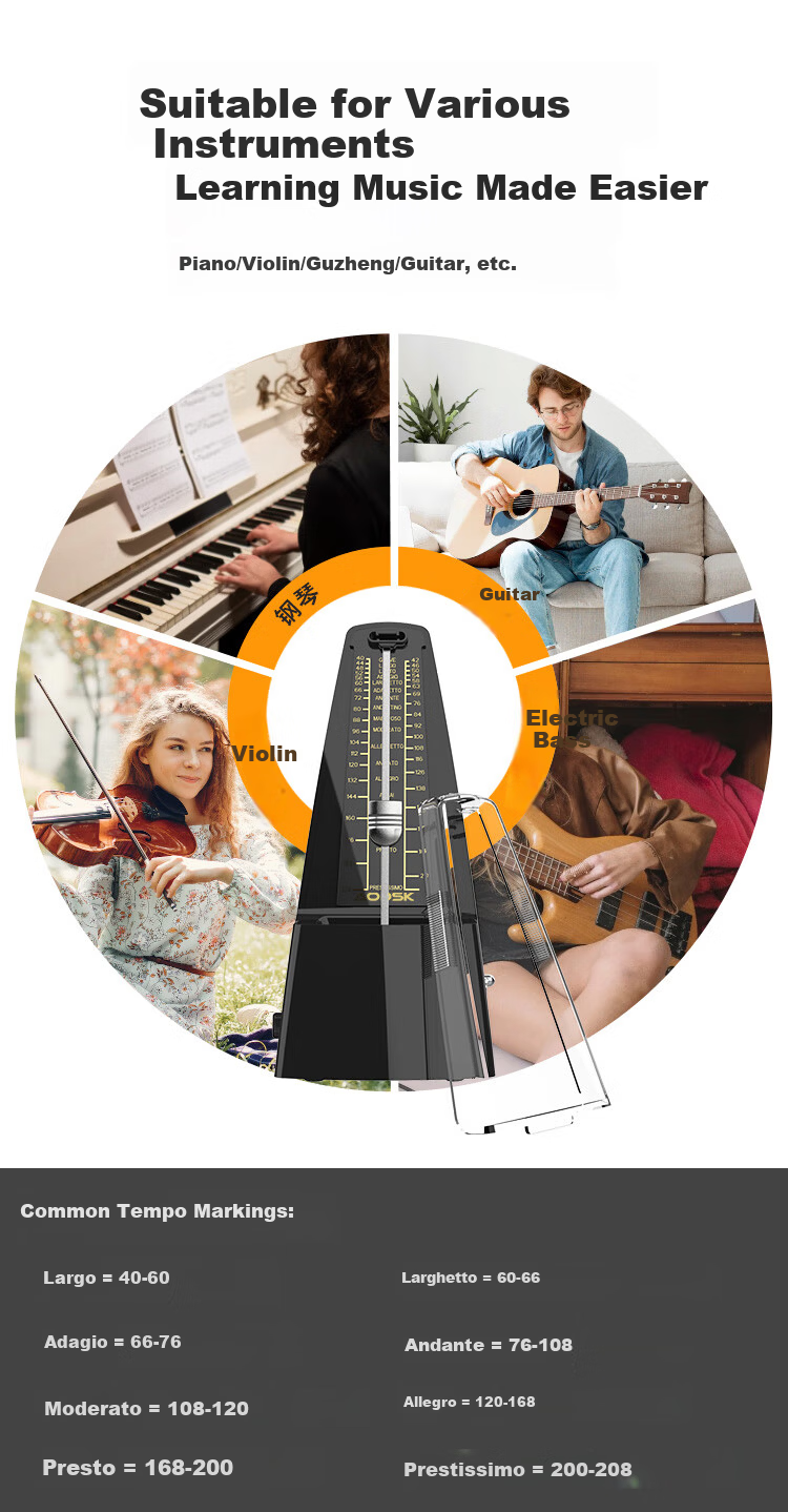 AODSK Metronome Mechanical AS-29 Piano Guitar Violin Guzheng Electronic Keyboard Universal Rhythm Black 5