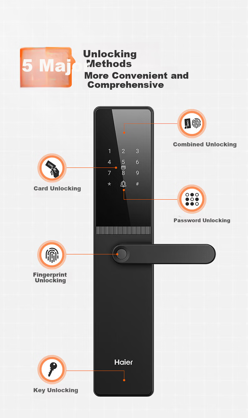 Haier Smart Door Lock Password Lock Home Entry Fingerprint Anti-theft Electronic Lock T15 Smart Handle Lock 2