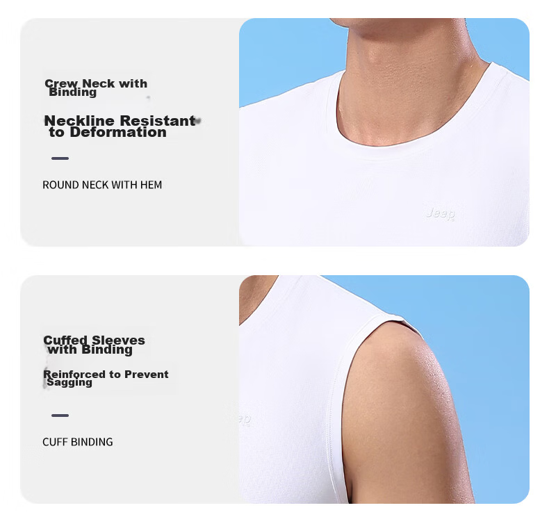 JEEP Men's Ice Silk Quick-Dry Wide Shoulder Sleeveless Summer Vest Sweat-Absorbing Breathable Sports Fitness Tank Top 14