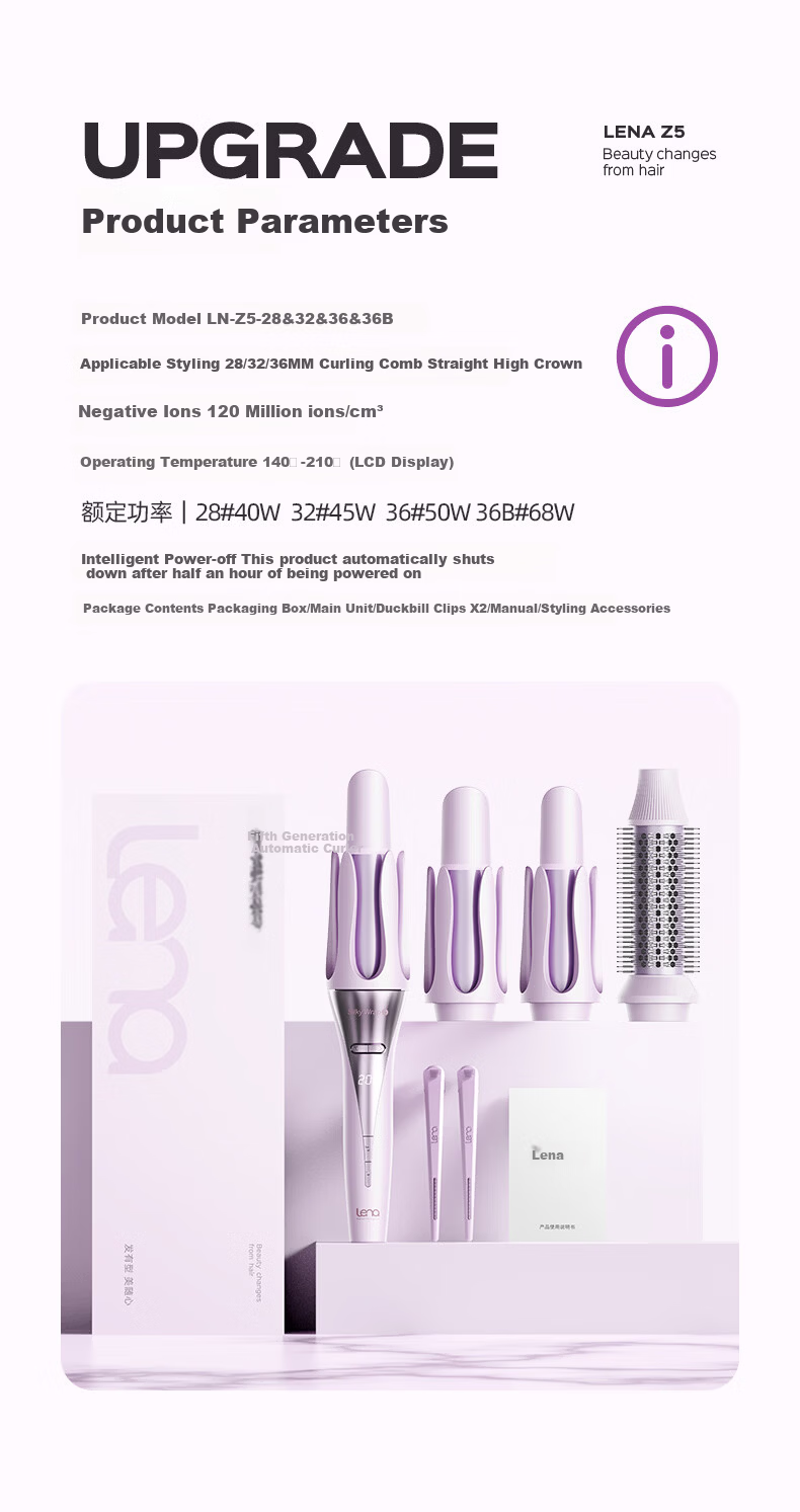 Lena 2-in-1 Automatic Curling Iron 32mm Curling Wand + 36mm Straightening Comb Lazy Electric Hair Curler Gift Z5-32&36B [Price Guarantee 618] 8