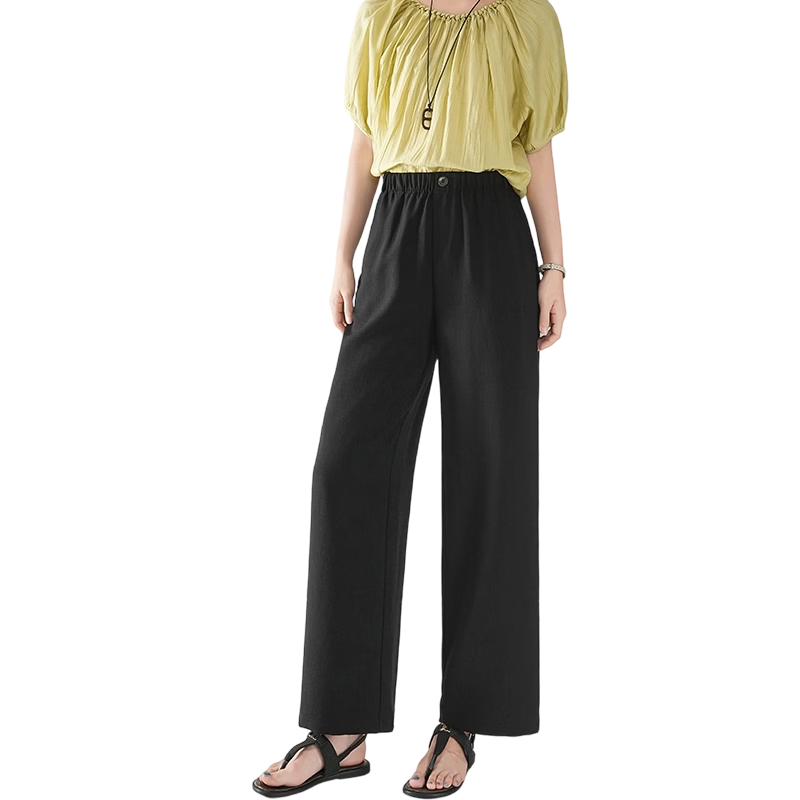 Free Style Women's Nine-Point Linen Wide-Leg Pants Summer Thin High Waist Slim Loose Cool Straight Casual Trousers 2026 New Arrival