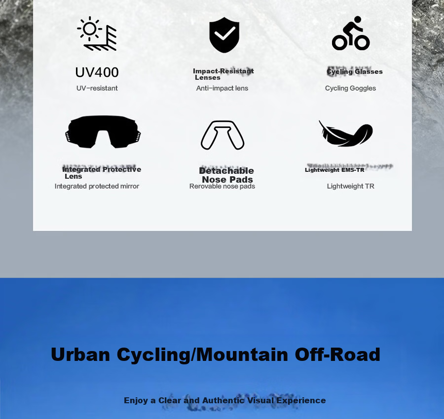 BenshiJi Cycling Glasses Day and Night Use Hiking Mountaineering Protective Eyewear Running Sunglasses Large Frame Personalized Protective Sunglasses 3