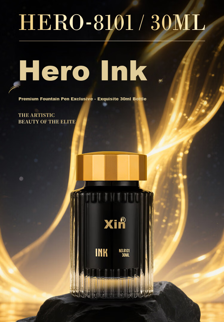 HERO Premium Fountain Pen Ink Extra Black Non-Carbon Dye Type Anti-Clogging 8101/30ml 1