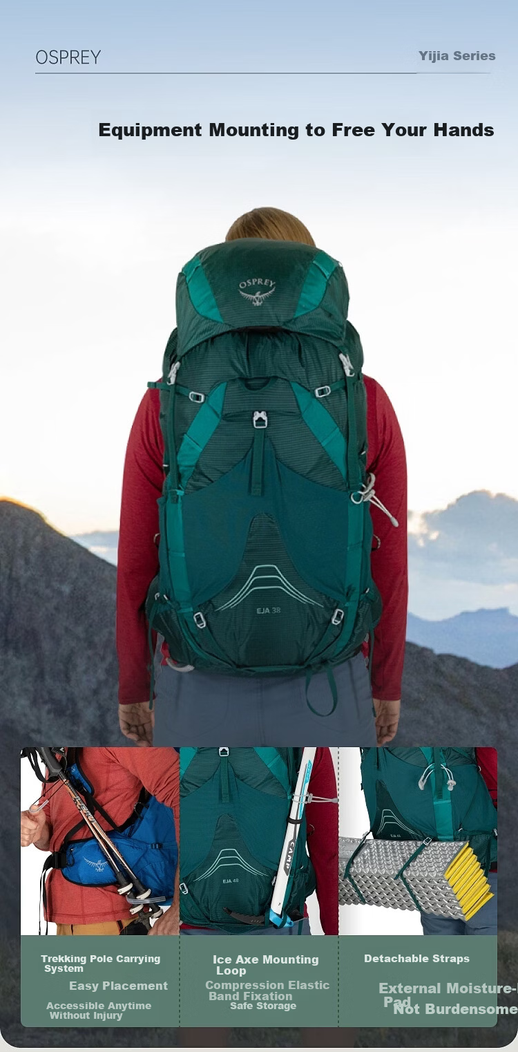 OSPREY Eja 38 Women's Outdoor Travel Hiking Backpack Blue Green 2