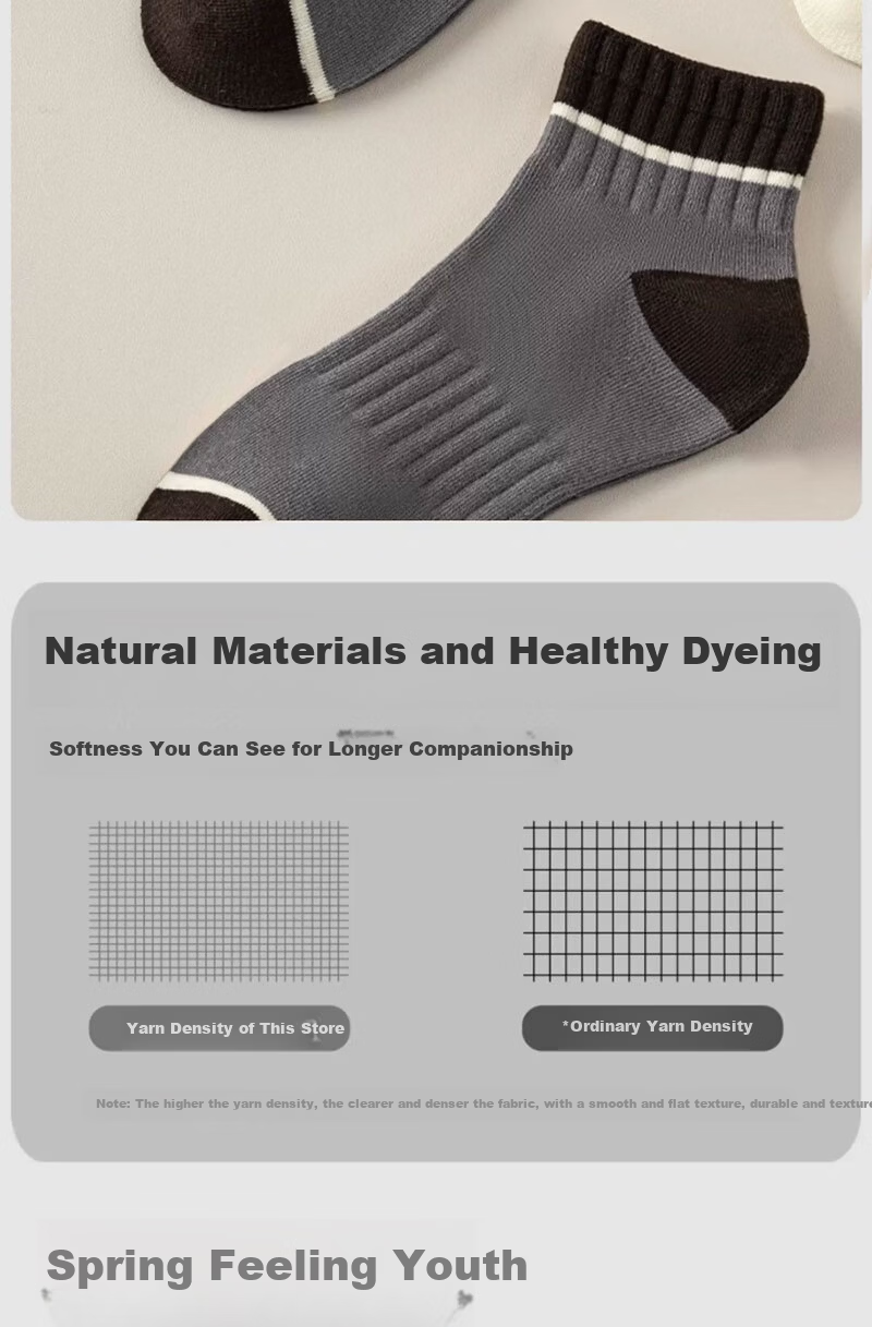 Cotton Thirteen Men's Socks 100% Pure Cotton 10A Antibacterial Odor-Resistant Short Crew Socks Youth Colorblock Sports Style 6 Pairs 3