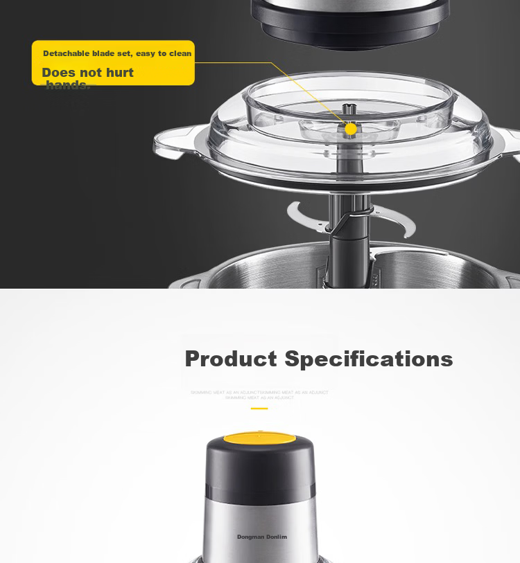 Donlim Stainless Steel Household Electric Meat Grinder Multifunctional Meat Mincer Meat Grinder Meat Mincer Garlic Grinder Food Processor 2L DL-JR373 16