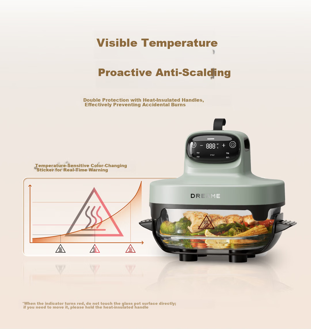 Dreame PT60 7L Air Fryer Steam Oven Combo with Glass Inner Pot, Visible Non-Stick Coating, 2026 New Model 7