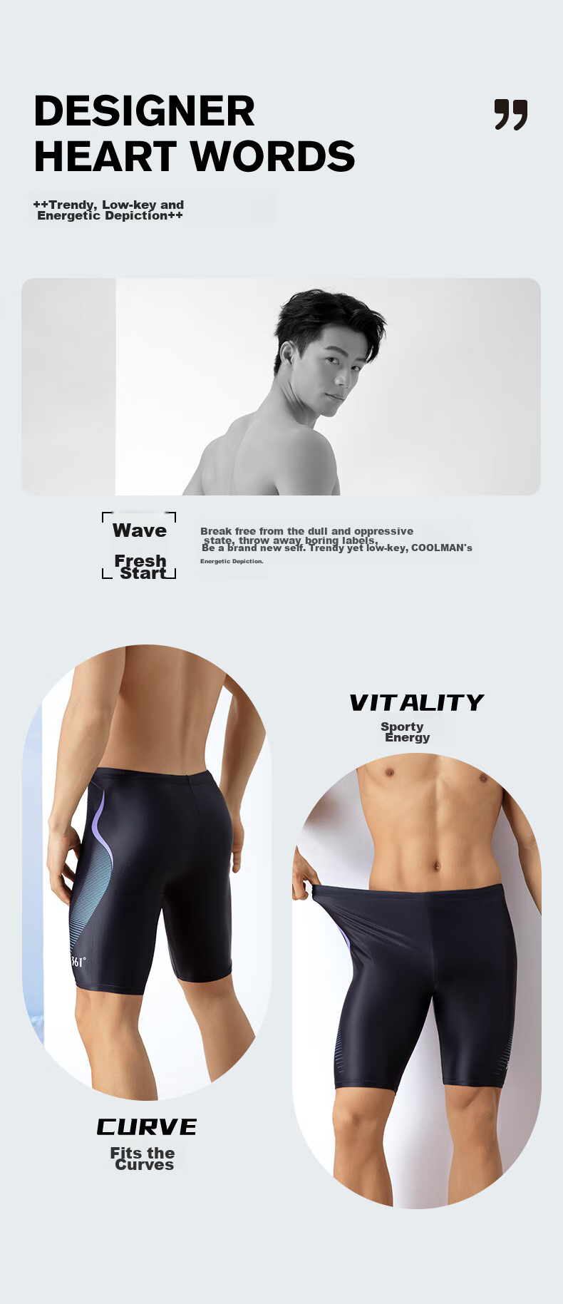 361° Men's Swim Trunks, Comfortable Anti-Embarrassment Knee-Length Shorts, Quick-Drying Non-Stick Swimwear, Hot Spring Professional Training Gear 2