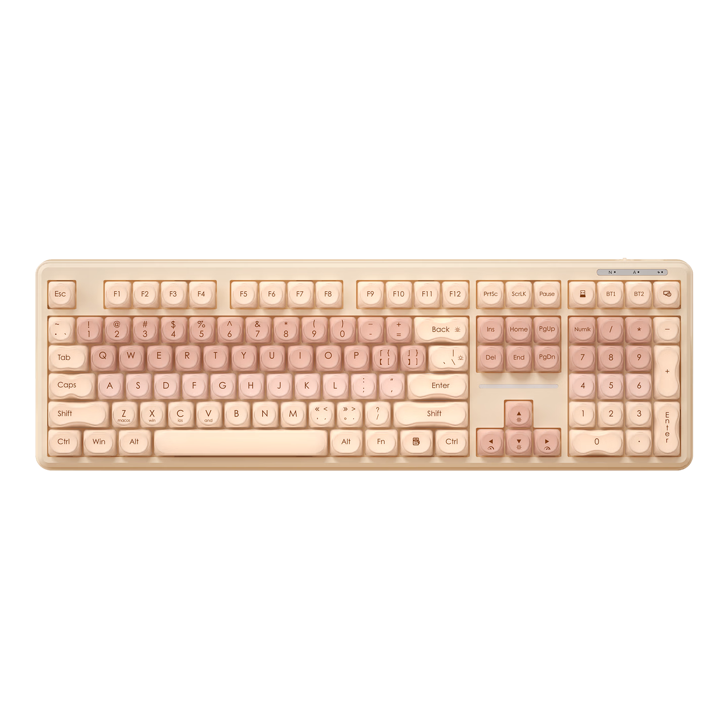 B.O.W Hangshi K108 Pro Wireless Bluetooth Tri-mode Keyboard RGB Backlit Round Keycaps Lightweight Silent Typing for Laptop Office Unisex Foundation